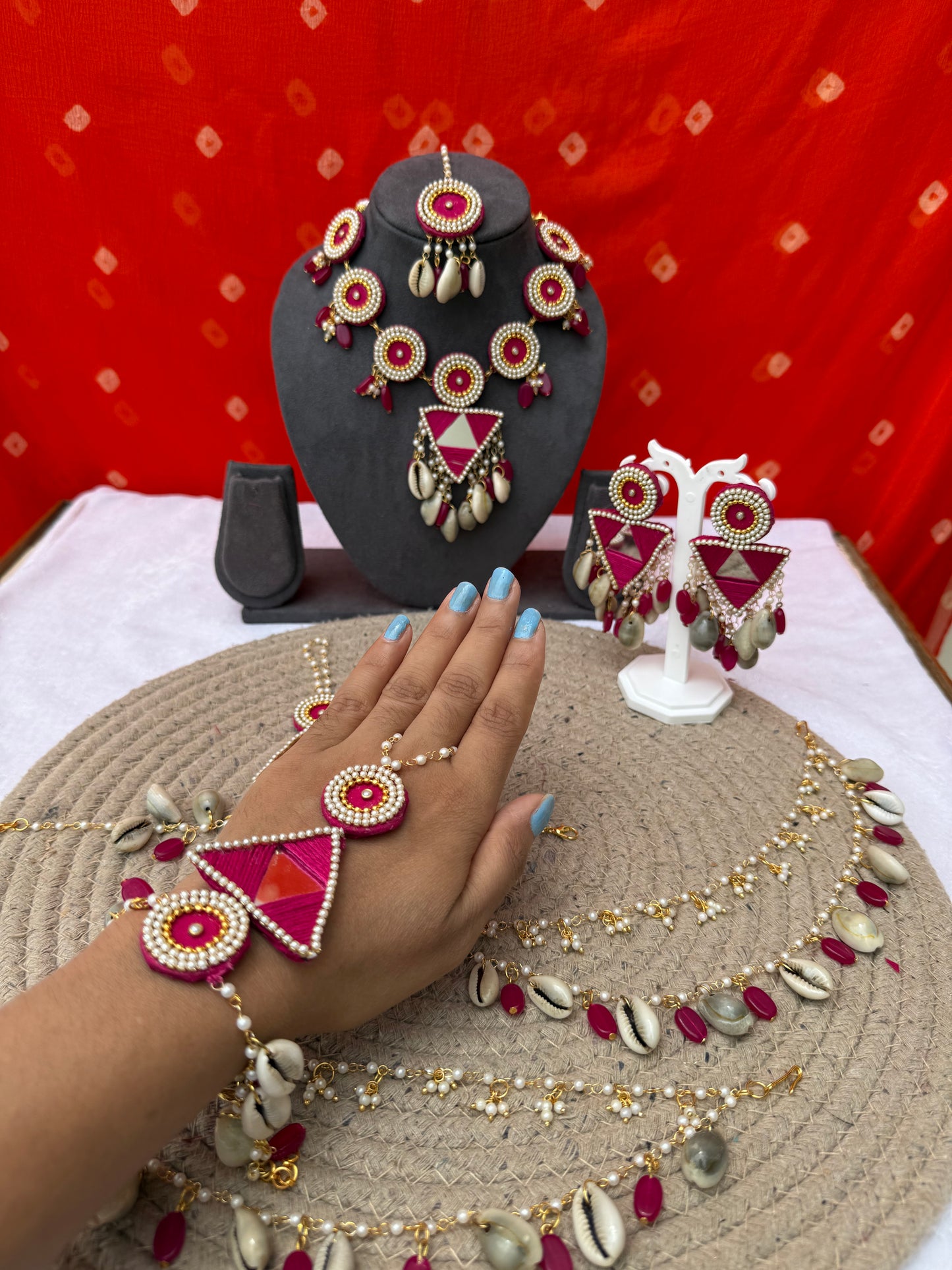 Pink cowrie shall Haldi-jewellery by elegantstyle