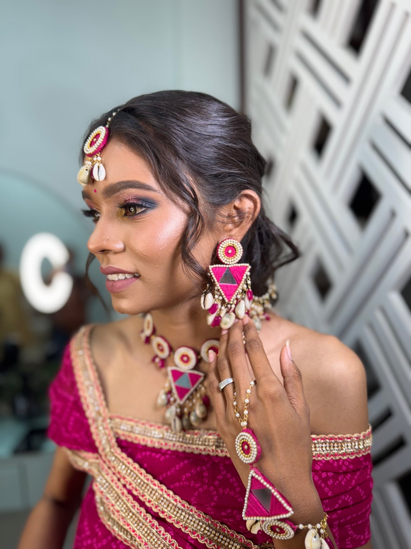 Pink cowrie shall Haldi-jewellery by elegantstyle