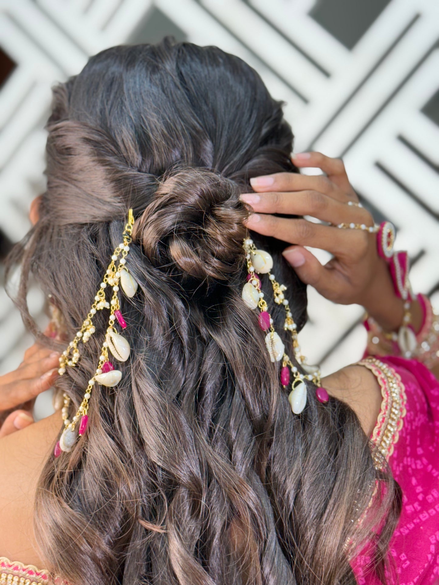 Pink cowrie shall Haldi-jewellery by elegantstyle
